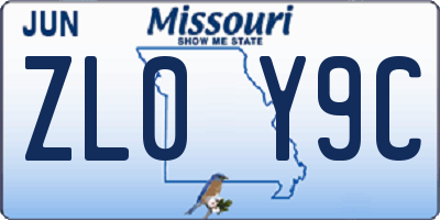 MO license plate ZL0Y9C