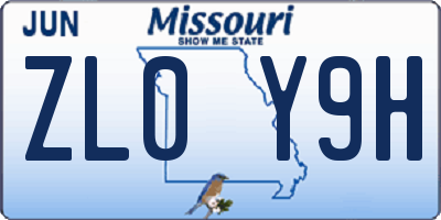 MO license plate ZL0Y9H