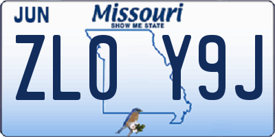 MO license plate ZL0Y9J