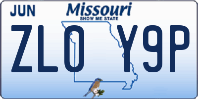 MO license plate ZL0Y9P
