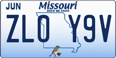 MO license plate ZL0Y9V