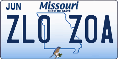 MO license plate ZL0Z0A