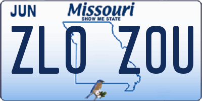 MO license plate ZL0Z0U