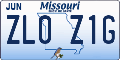 MO license plate ZL0Z1G
