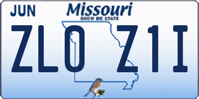 MO license plate ZL0Z1I