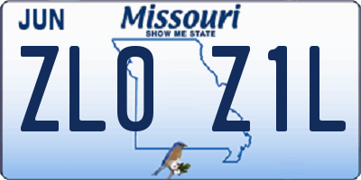 MO license plate ZL0Z1L