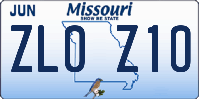 MO license plate ZL0Z1O