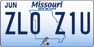MO license plate ZL0Z1U