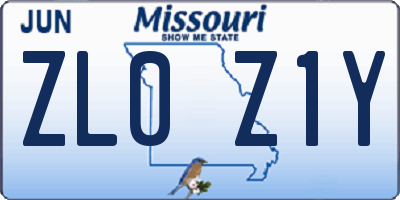 MO license plate ZL0Z1Y