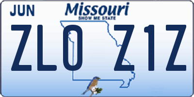 MO license plate ZL0Z1Z