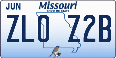 MO license plate ZL0Z2B