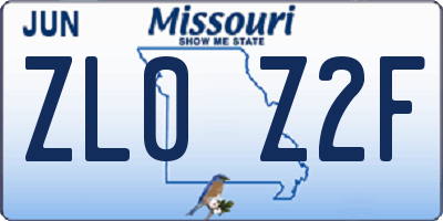 MO license plate ZL0Z2F