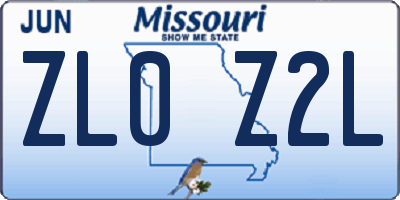 MO license plate ZL0Z2L