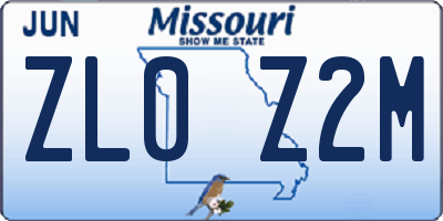 MO license plate ZL0Z2M