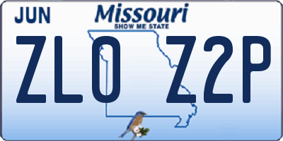 MO license plate ZL0Z2P
