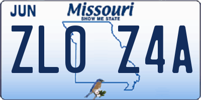 MO license plate ZL0Z4A