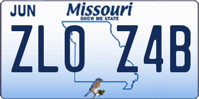MO license plate ZL0Z4B