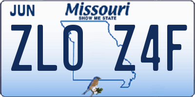MO license plate ZL0Z4F