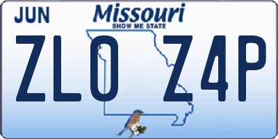 MO license plate ZL0Z4P