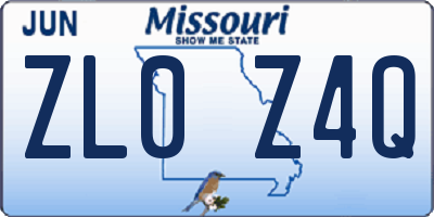 MO license plate ZL0Z4Q