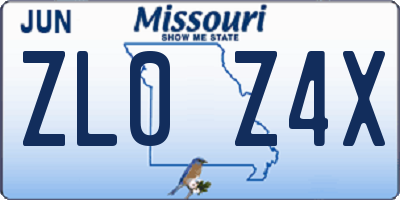 MO license plate ZL0Z4X