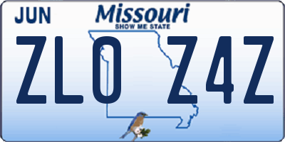 MO license plate ZL0Z4Z