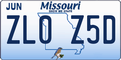 MO license plate ZL0Z5D