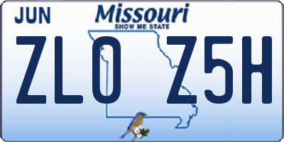 MO license plate ZL0Z5H