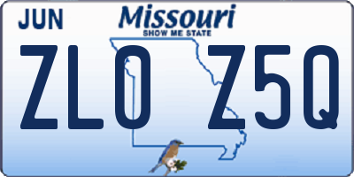MO license plate ZL0Z5Q