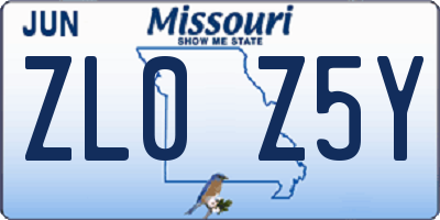 MO license plate ZL0Z5Y