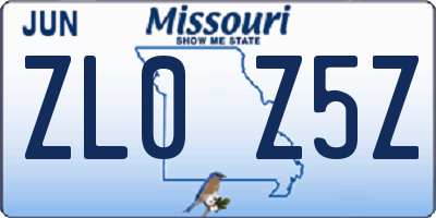 MO license plate ZL0Z5Z