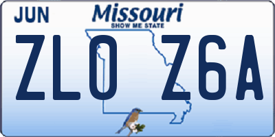 MO license plate ZL0Z6A