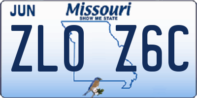 MO license plate ZL0Z6C