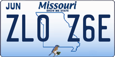 MO license plate ZL0Z6E