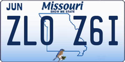 MO license plate ZL0Z6I