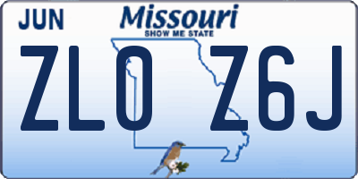 MO license plate ZL0Z6J