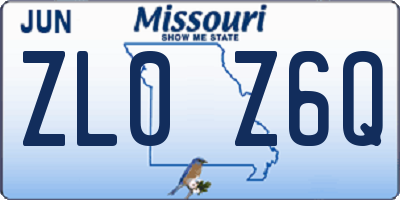 MO license plate ZL0Z6Q