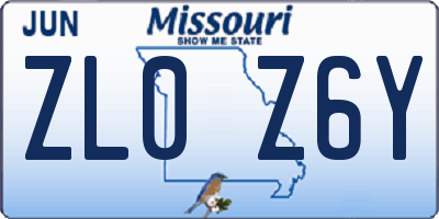 MO license plate ZL0Z6Y