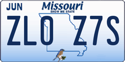 MO license plate ZL0Z7S