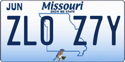 MO license plate ZL0Z7Y