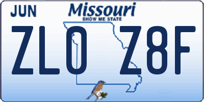 MO license plate ZL0Z8F