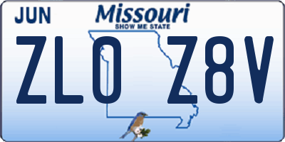 MO license plate ZL0Z8V
