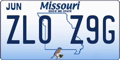 MO license plate ZL0Z9G
