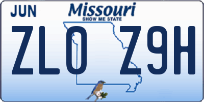 MO license plate ZL0Z9H
