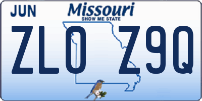 MO license plate ZL0Z9Q