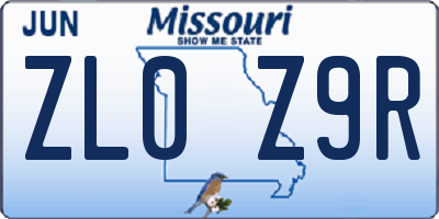 MO license plate ZL0Z9R