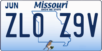 MO license plate ZL0Z9V