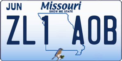 MO license plate ZL1A0B