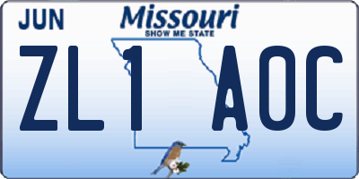MO license plate ZL1A0C