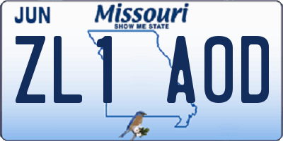 MO license plate ZL1A0D